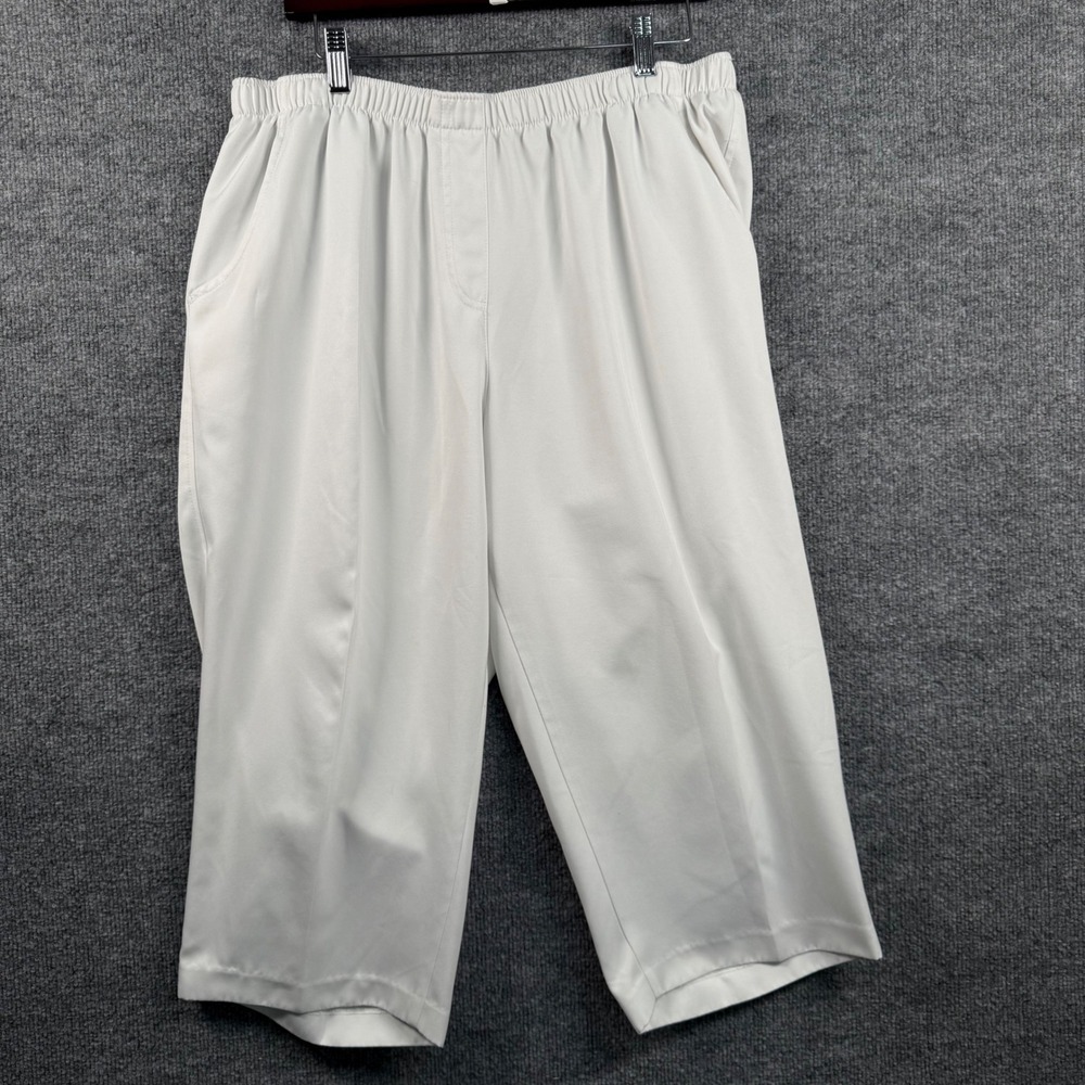 Alia Women 16W Pull On Elastic Waist Capri Crop Pants Soft Coastal Cruise Travel